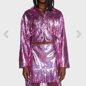 Pink Sequin Fringe Jacket